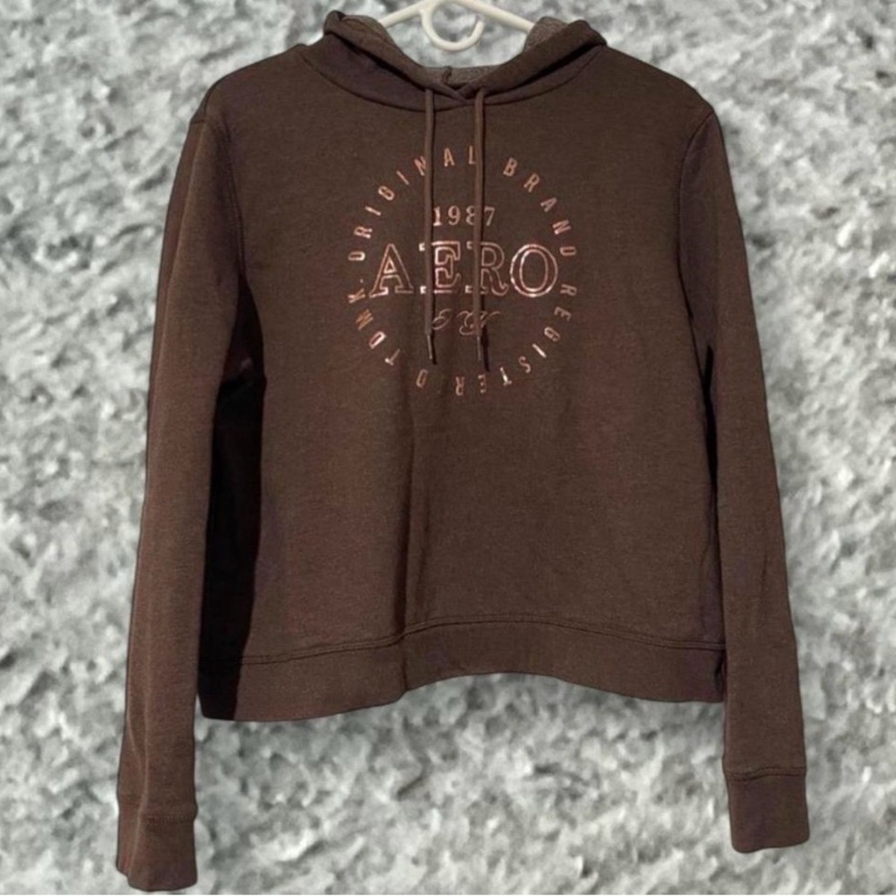 Aeropostale Brown Crewneck Hoodie with Logo